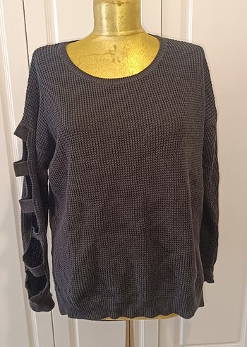 Siyah Örgü Gotik Kadın Kazak - Görsel 3