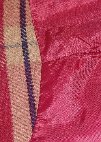 Uzun Bordo Çizgili Kadın Kaban - Görsel 6