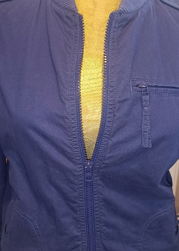 Kadın Lacivert Fermuarlı Denim Ceket - Görsel 3