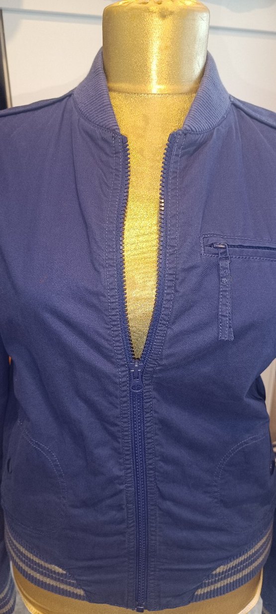 Kadın Lacivert Fermuarlı Denim Ceket - Görsel 3