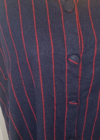 Çizgili, Düğmeli panço - Görsel 2