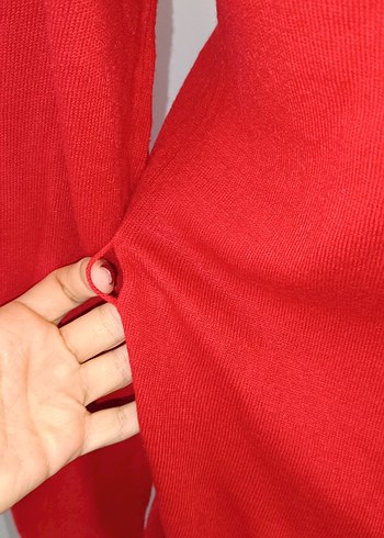 Düğmeli Kırmızı Kadın Hırka - Görsel 5