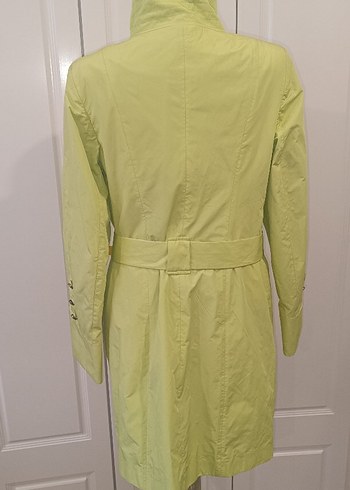 yeşil Düğmeli Uzun Kadın Trençkot - Görsel 3