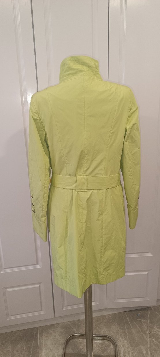 yeşil Düğmeli Uzun Kadın Trençkot - Görsel 3