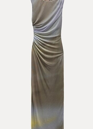 xs Beden Zara drape detaylı midi elbise