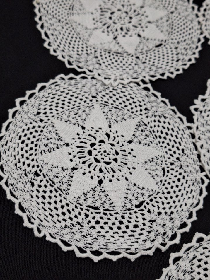 El Yapımı Beyaz Dantel Yuvarlak Amerikan Servis 6 adet - Görsel 3