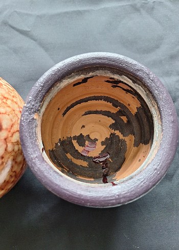 Renkli Kahverengi Seramik Vazo Çift Seti - Görsel 3