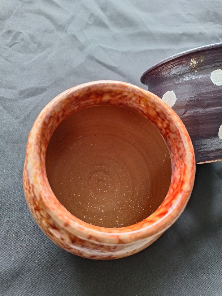 Renkli Kahverengi Seramik Vazo Çift Seti - Görsel 2