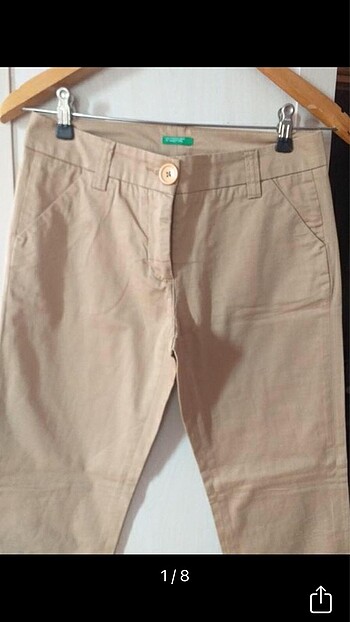 Benetton Bej Kanvas Borupaça Pantolon