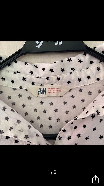 H&M Sırt Kruvaze Yıldız Desenli Gömlek