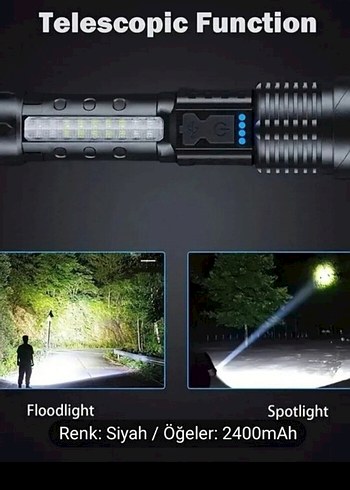 Polis lambası Çakarlı Şarjlı Süper 2000Lümen  Feneri(sıfır ürün) - Görsel 4