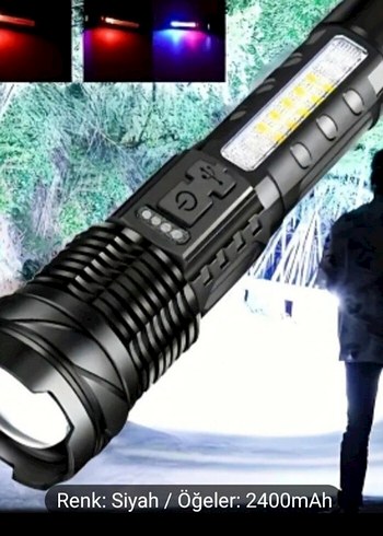 Polis lambası Çakarlı Şarjlı Süper 2000Lümen  Feneri(sıfır ürün) - Görsel 3