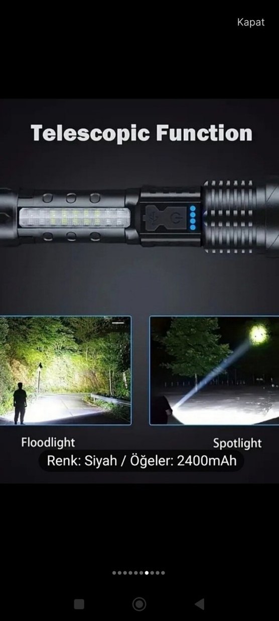 Polis lambası Çakarlı Şarjlı Süper 2000Lümen  Feneri(sıfır ürün) - Görsel 4