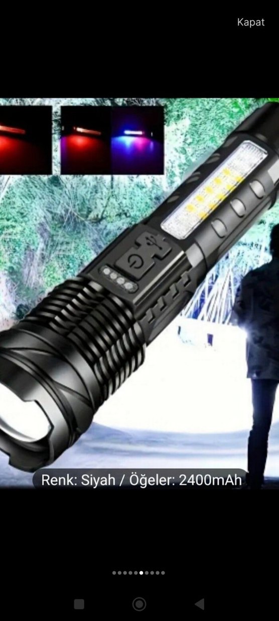 Polis lambası Çakarlı Şarjlı Süper 2000Lümen  Feneri(sıfır ürün) - Görsel 3