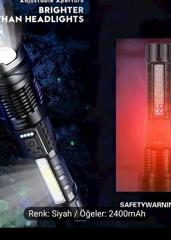 Polis lambası Çakarlı Şarjlı Süper 2000Lümen Fener(sıfır ürün) - Görsel 5