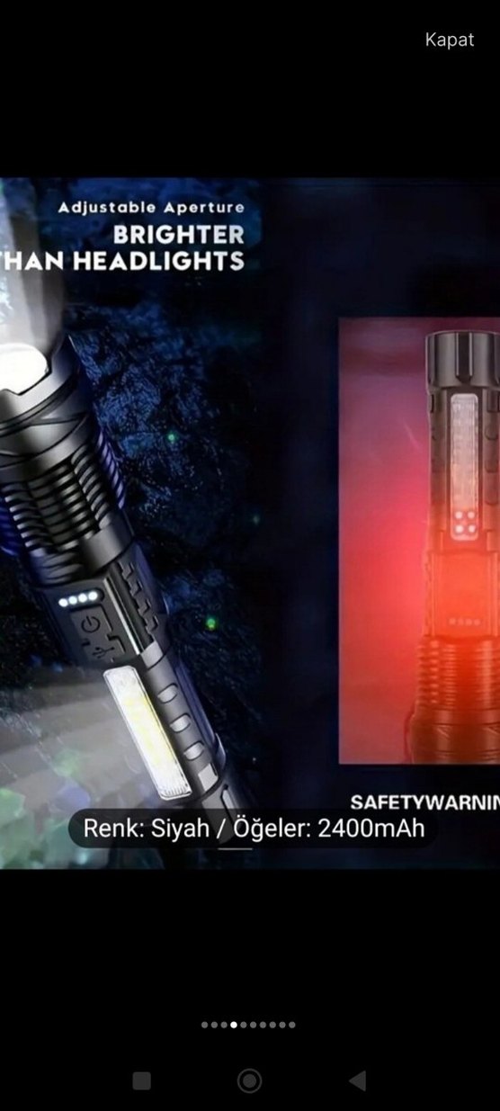 Polis lambası Çakarlı Şarjlı Süper 2000Lümen Fener(sıfır ürün) - Görsel 5