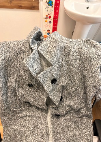 Düğmeli Gri Kadın Uzun Kollu Yün - Görsel 2