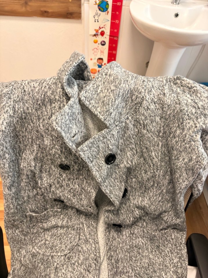 Düğmeli Gri Kadın Uzun Kollu Yün - Görsel 2