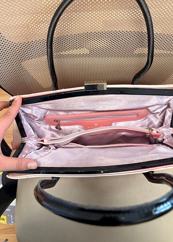 Pembe Baskılı Deri Kadın Çanta - Görsel 2