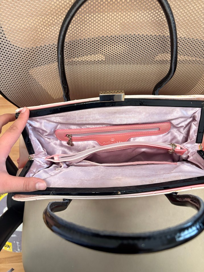 Pembe Baskılı Deri Kadın Çanta - Görsel 2