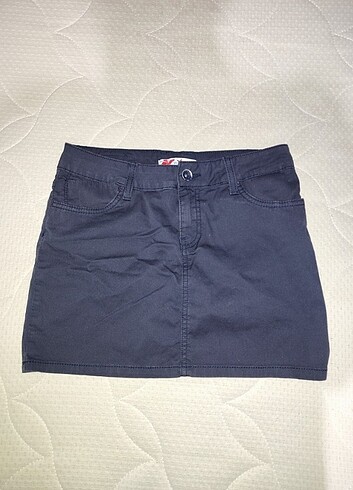 vintage lacivert mini kot etek