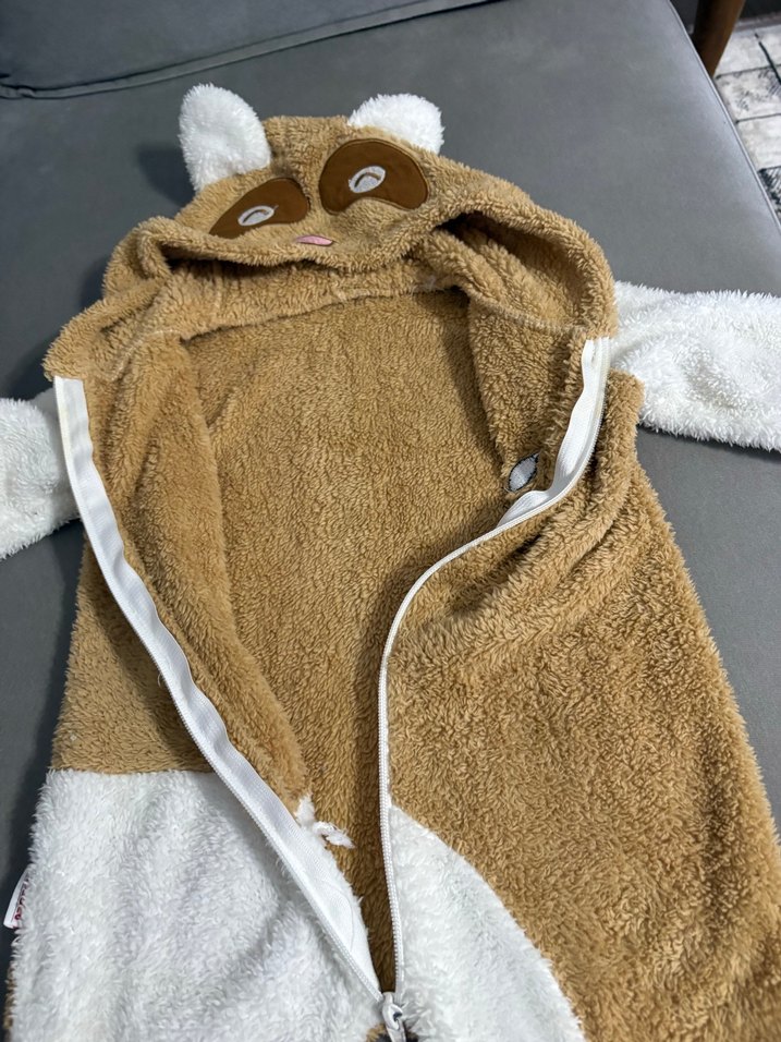 Kahverengi Kürklü Kedi Kapüşonlu Sweatshirt - Görsel 3