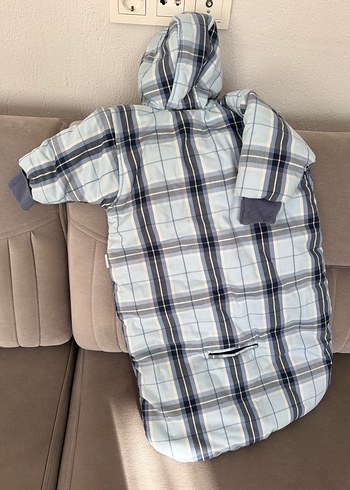 Gri Kareli Kapüşonlu Bebek Tulumu - Görsel 2