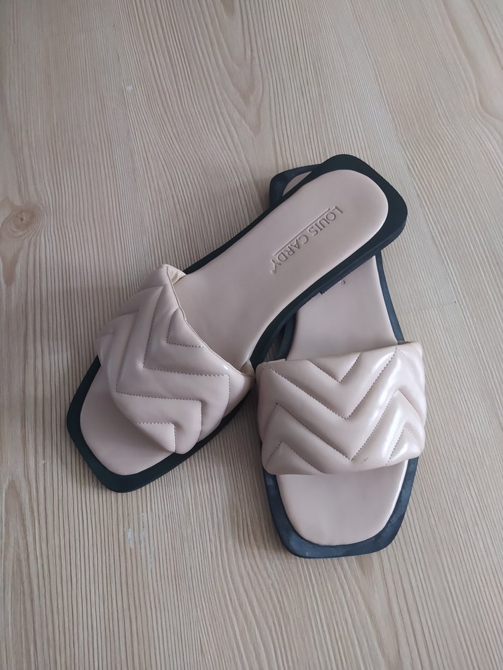 Bej Kadın Blok Topuklu Terlik - Görsel 2