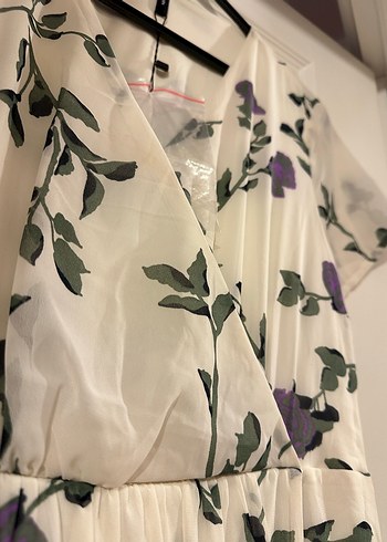 Bej Çiçek Desenli Bohem Uzun Elbise - Görsel 3