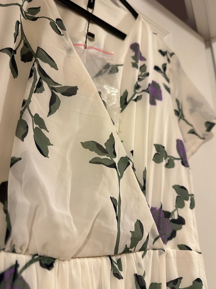 Bej Çiçek Desenli Bohem Uzun Elbise - Görsel 3