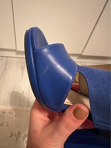 Saks mavi topuklu marcatelli - Görsel 5