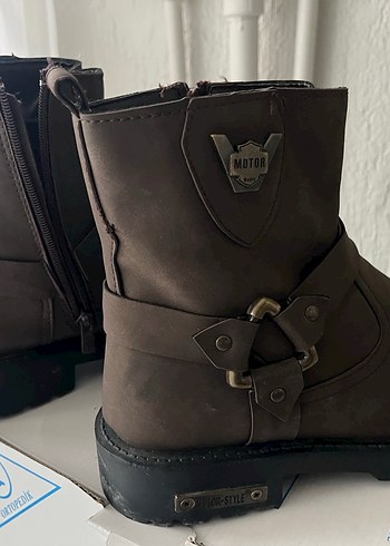 Kahverengi Deri Biker Botlar Tokalı 40 numara - Görsel 2