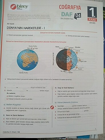  Beden Renk Coğrafya ders anlatım föyü birey yayınları