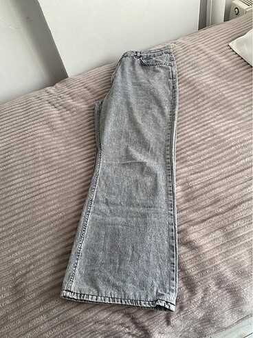Gri wide leg bol paça jeans