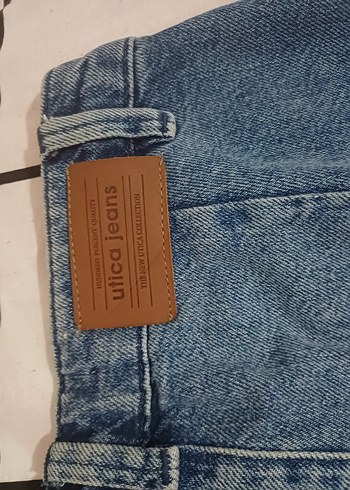34 Beden Gri Mavi Kadın Bol Kesim Denim Pantolon