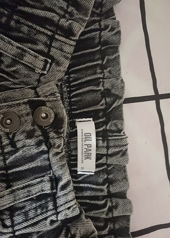 Diğer Kadın beli lastikli Gri Denim Midi Boy Rahat Kesim Jean