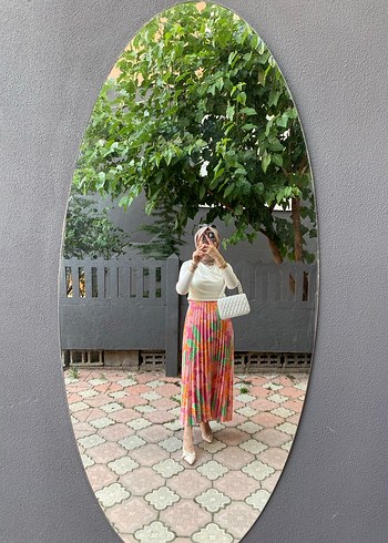 Renkli Pilili Uzun  Desenli Etek - Görsel 2