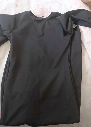 Siyah Uzun Kollu Yüksek Yaka sandy Elbise - Görsel 3