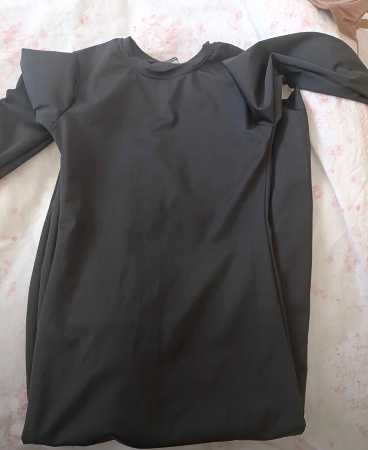 Siyah Uzun Kollu Yüksek Yaka sandy Elbise - Görsel 3