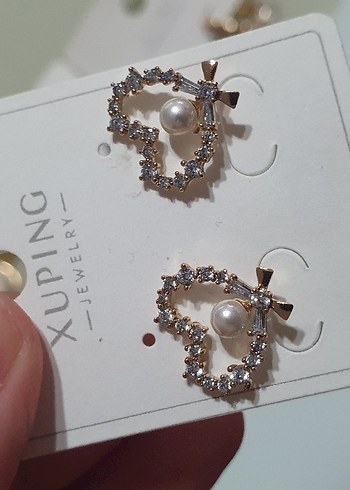 Accessorize İnci ve Taşlı Kalp Küpe