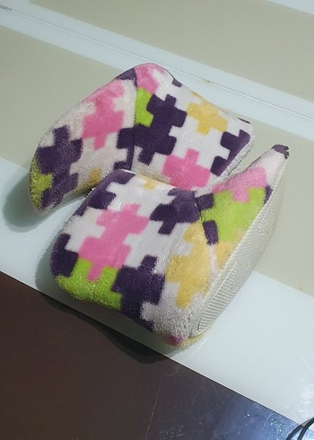 Renkli Desenli Kız Çocuk Sıcak Ev Terliği - Görsel 4