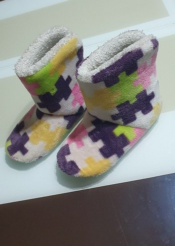 Renkli Desenli Kız Çocuk Sıcak Ev Terliği - Görsel 10