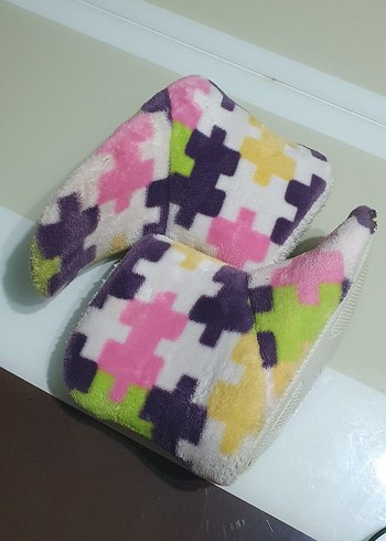 Renkli Desenli Kız Çocuk Sıcak Ev Terliği - Görsel 3