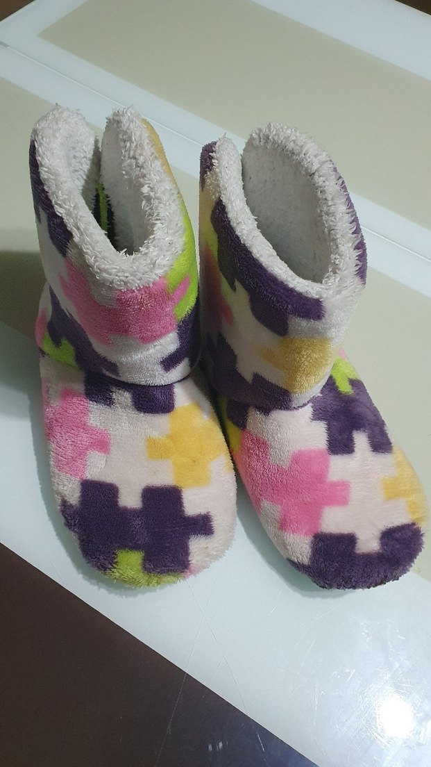 Renkli Desenli Kız Çocuk Sıcak Ev Terliği - Görsel 2