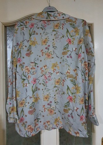 Gri Bohem Çiçek Desenli Midi Kadın Sabahlık - Görsel 6