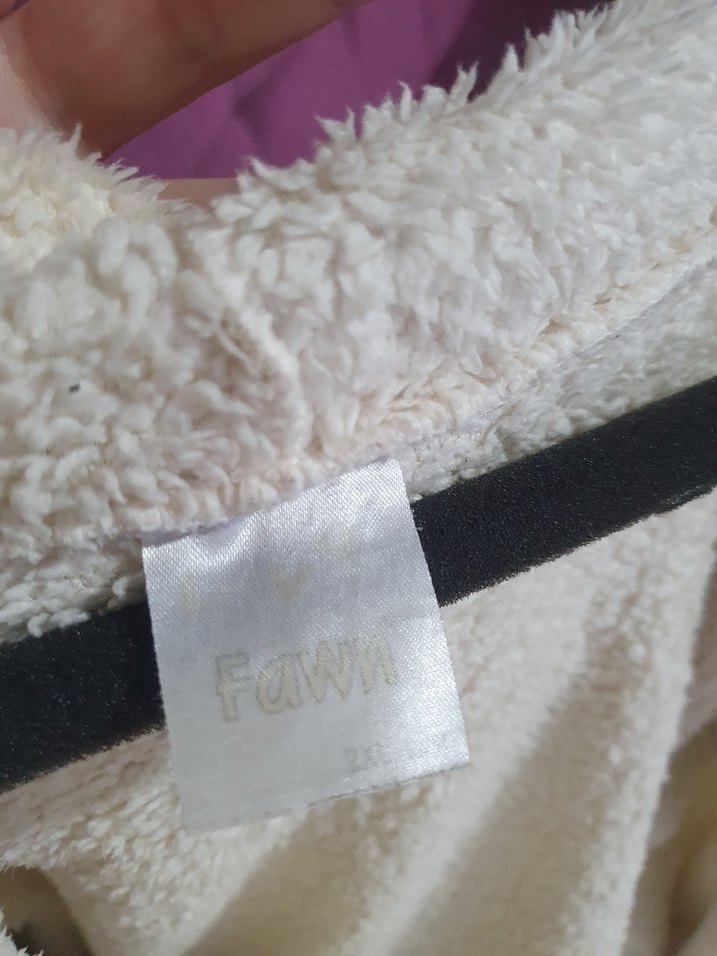 Beyaz Kapüşonlu Rahat Midi Kadın sabahlik - Görsel 5