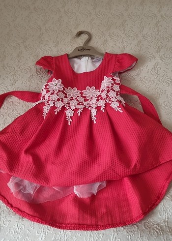 Kız Çocuk Pembe Nakışlı Dantel Detaylı Elbise