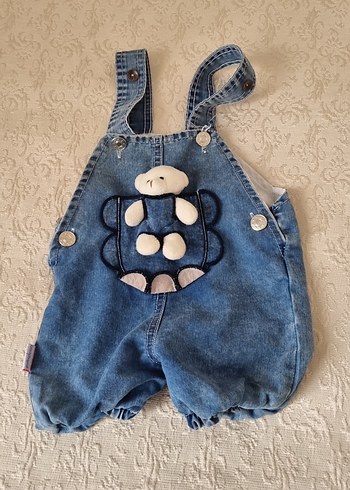 Nakışlı Mavi Denim Erkek Bebek Salopet