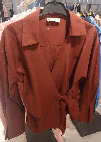 bordu V Yaka Kemerli Midi Kadın Gömlek - Görsel 3