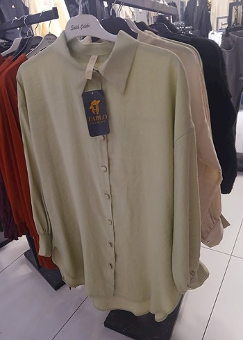 Yeşil  Düğmeli Uzun Kollu Kadın Gömlek - Görsel 2